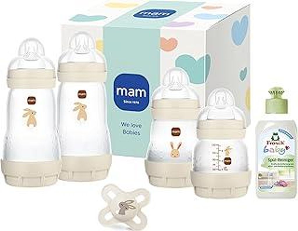 MAM Easy Start Anti-Colic Neugeborenen-Set | 0+ Mon | Babyflaschen Geschenk-Set | 94% Akzeptanz | 96% Hebammen-Empfehlung | 80% weniger Koliken | 4...