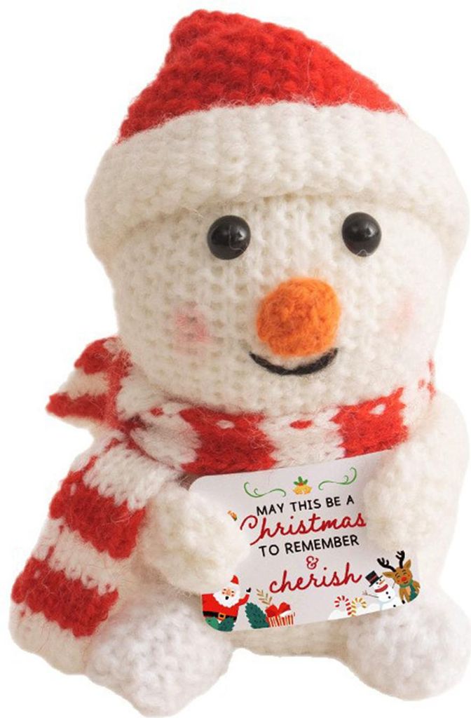Mini-Weihnachtspuppe, lustiger, positiver Weihnachtsmann, Schneemann, gehäkeltes Strickspielzeug mit inspirierender Karte, ideales Geschenk für d...