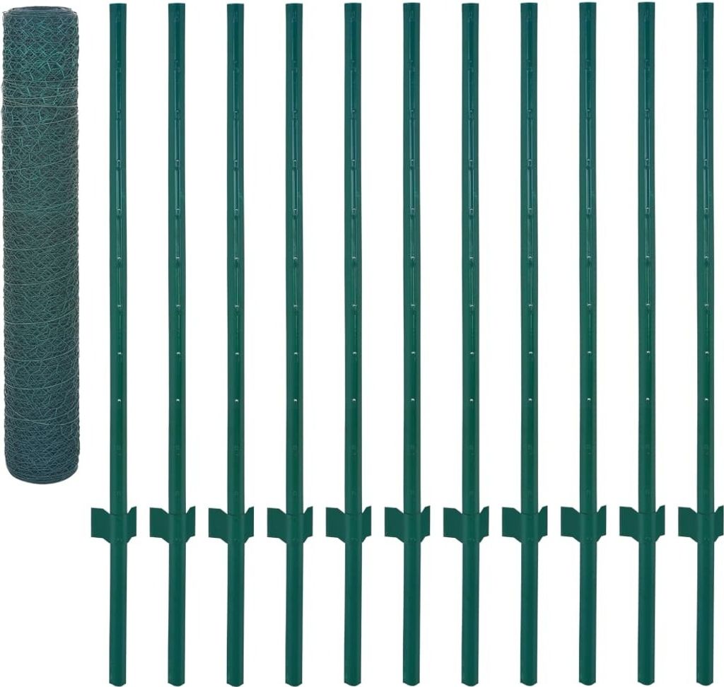 vidaXL Drátěné pletivo s drátěnými sloupky Ocel 25 x 1 m Obrázek produktu 
