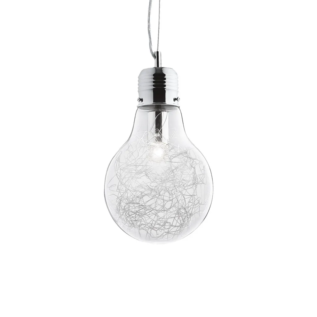 Sospensione Moderna 1 Luce E27 Small - Metallo e Vetro Trasparente - 8