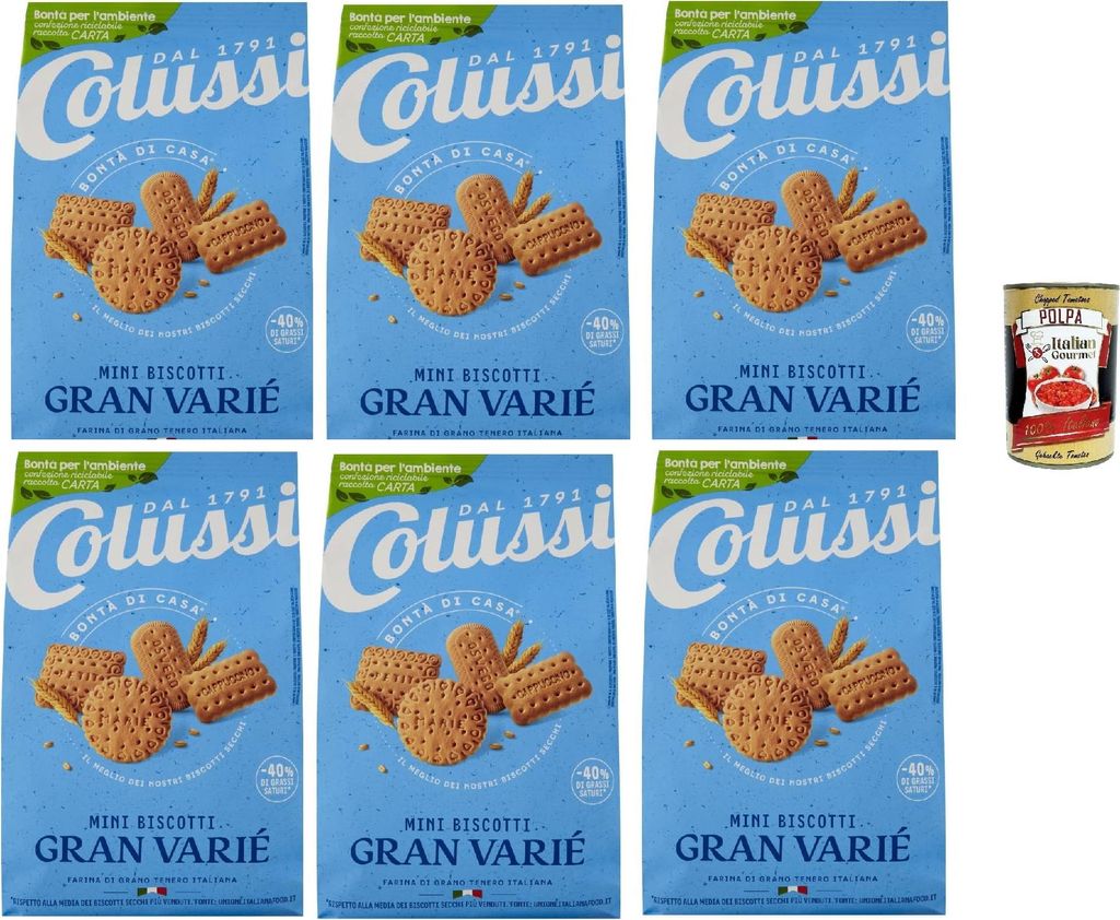 Colussi Gran varie', Mini biscotti, Oswego, Petit, Frühstück Miniaturkekse, butter kekse, biscuits 6x 650g + Italian Gourmet polpa 400g