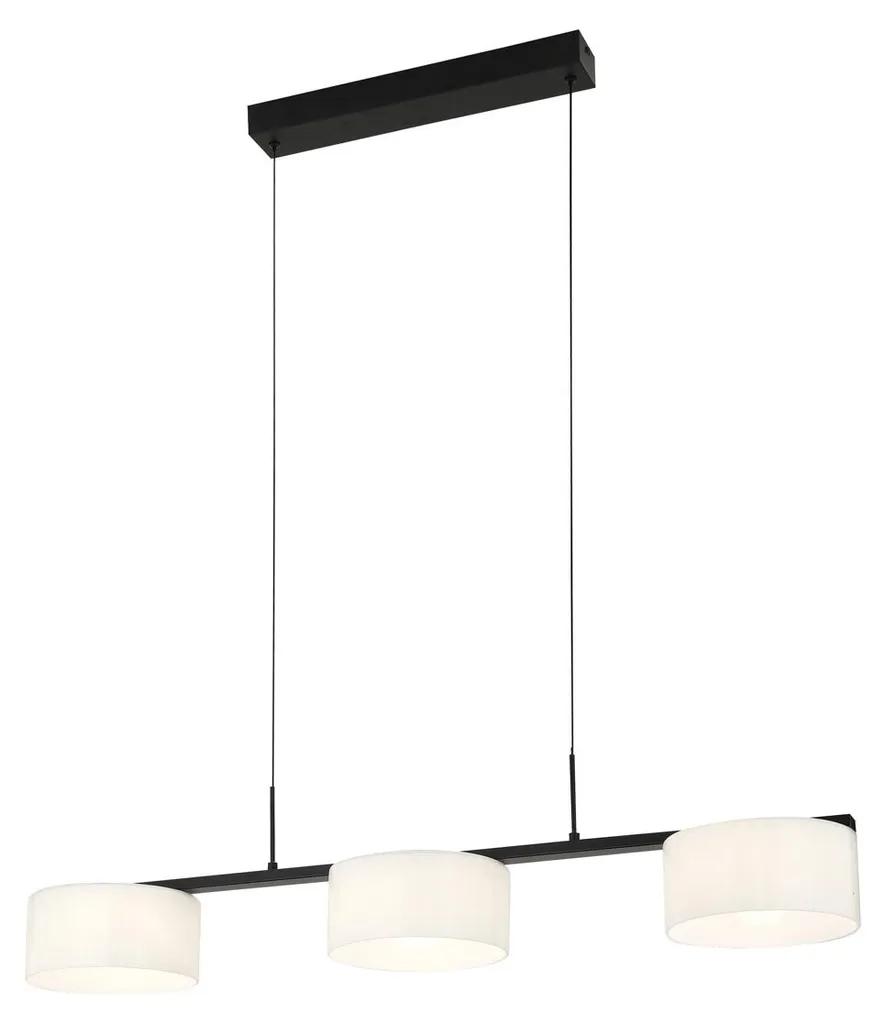 Suspension LED Austis Italux en métal noir 24W et verre blanc 3700lm