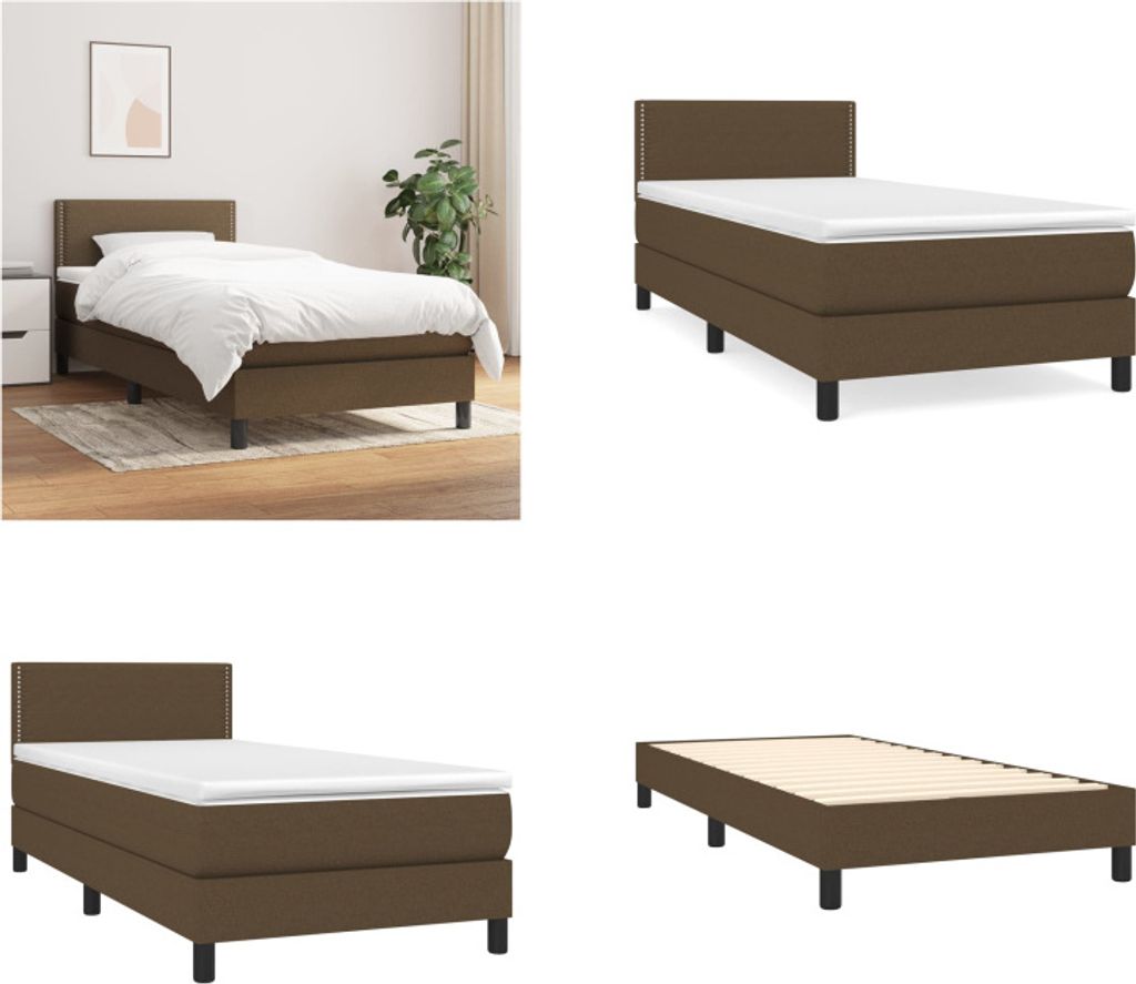 vidaXL Boxspringbett mit Matratze Dunkelbraun 100x200 cm Stoff - Boxspringbett - Boxspringbetten - Bett - Schlafzimmermöbel