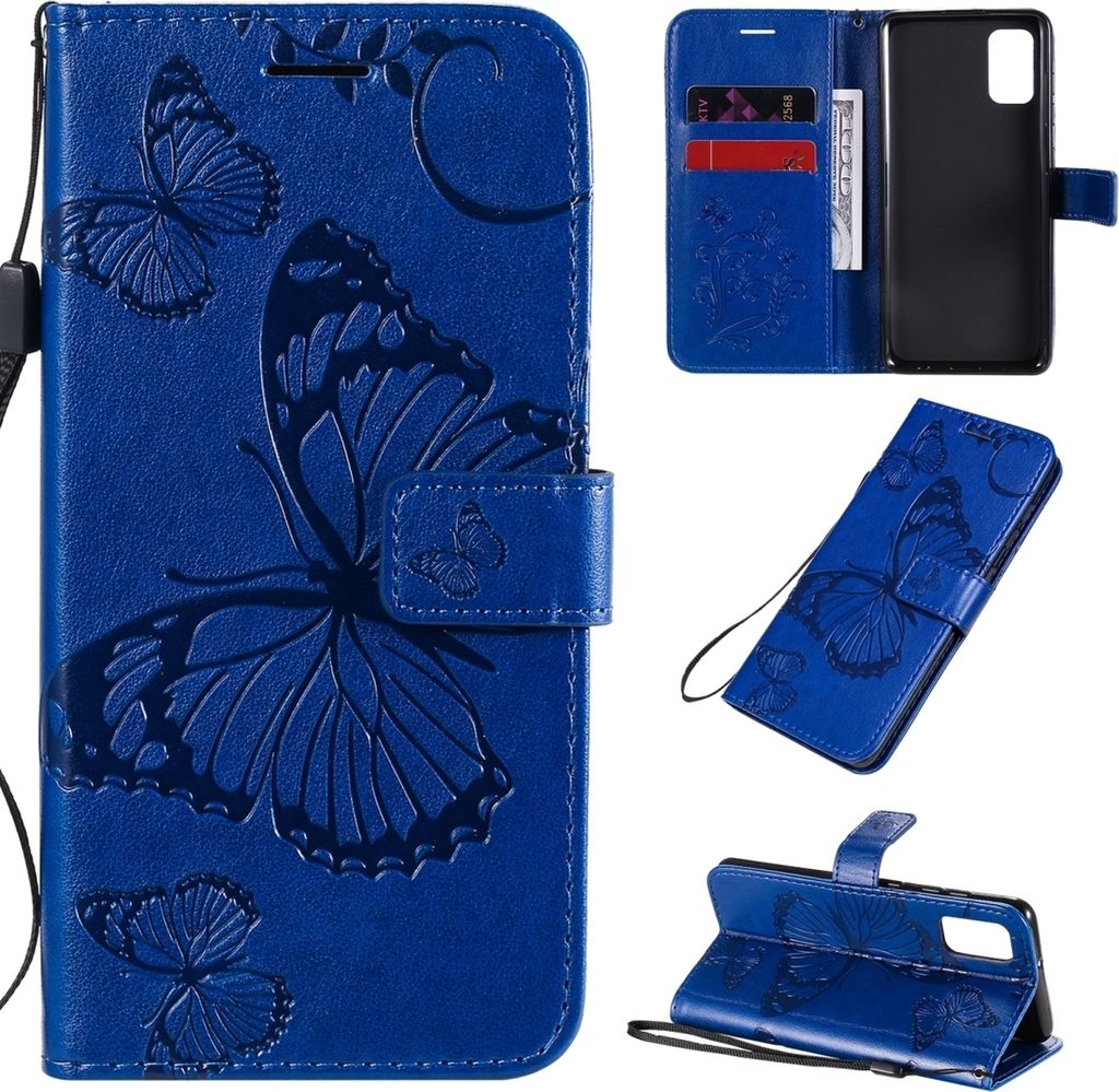 Mobigear Butterfly Samsung Galaxy A41 Hülle Klapphülle Geldbörse - Blau