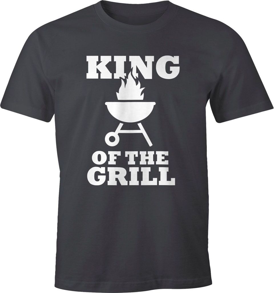 Herren T-Shirt King of the Grill Fun-Shirt Moonworks dunkelgrau M