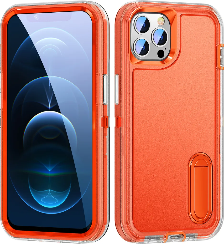 Cover iPhone 12 Pro Arancione Robusta: Protezione 3 Strati e Stand