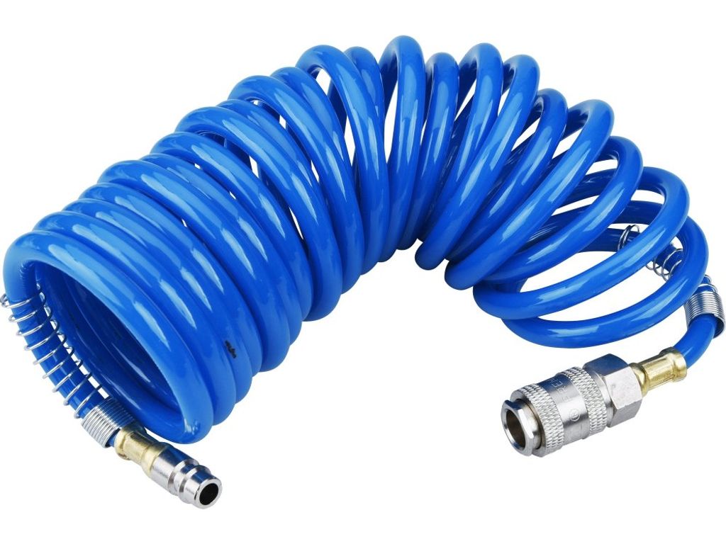 EXTOL PREMIUM 8865131 Schlauch-Luftspirale Polyurethanmit Messing-Schnellanschlüssen, 1/4", Innen-ø6mm, L 5m