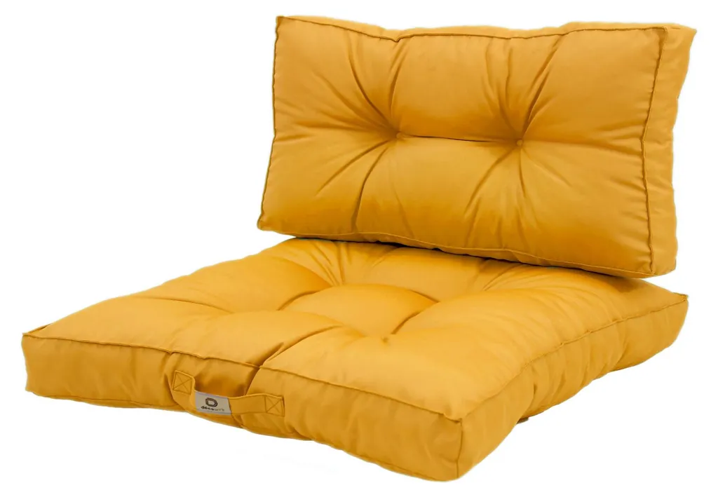 Coussin de jardin capitonné 60x60 cm jaune pour fauteuil extérieur