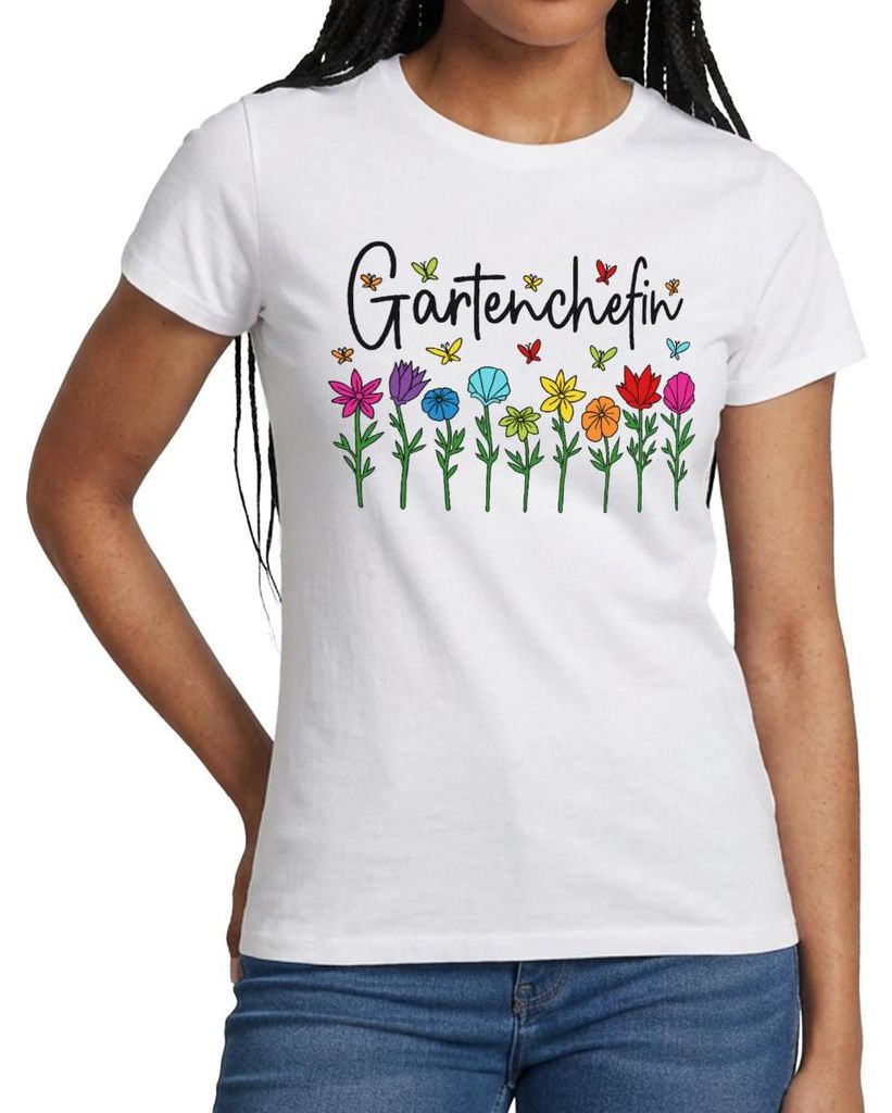 Spreadshirt Gartenchefin Garten Gartenarbeit Blumen Frauen T-Shirt, S, Weiß