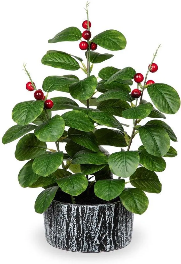 Ficus Artificiel Vert 36 cm avec Baies Rouges - Plante Déco Intérieure