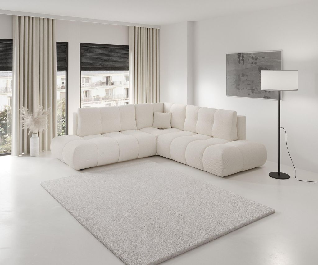 Masseno Ecksofa DUCA II L-S mit Schlaffunktion L-Form, Sofa mit Bettkasten, Wohnzimmersofa, Couch, Soffa, Bettsofa, Couchgarnitur- Beige, CURIO 09