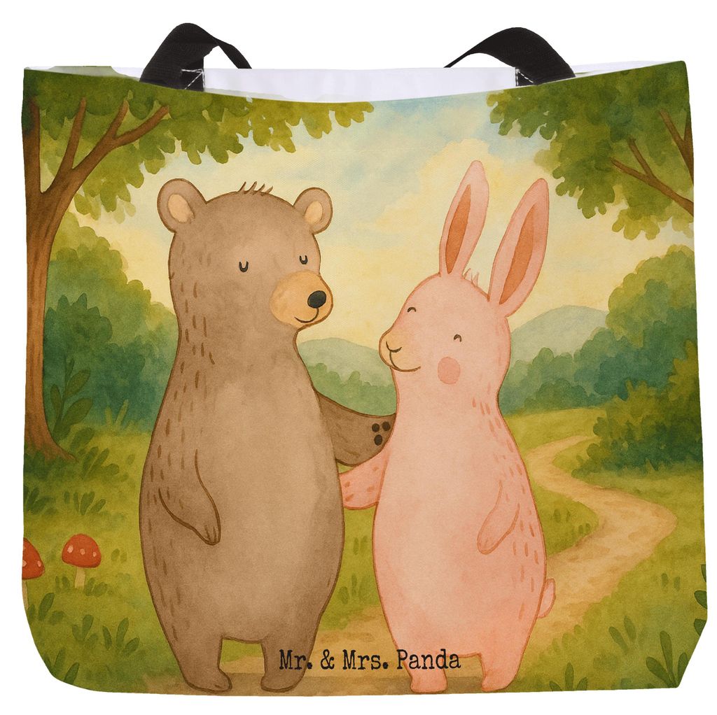 Mr. & Mrs. Panda Schultasche Bär und Hase Umarmen Design - Weiß - Geschenk, Reisetasche, Freunde, Tote Bag, Liebesgeschenk, Laptoptasche, für Im...