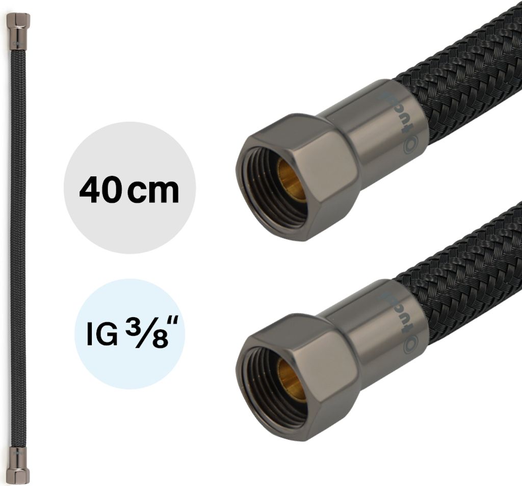 Flexschlauch DN8 IG/IG 3/8" -400mm Schwarz Schwarzstahl