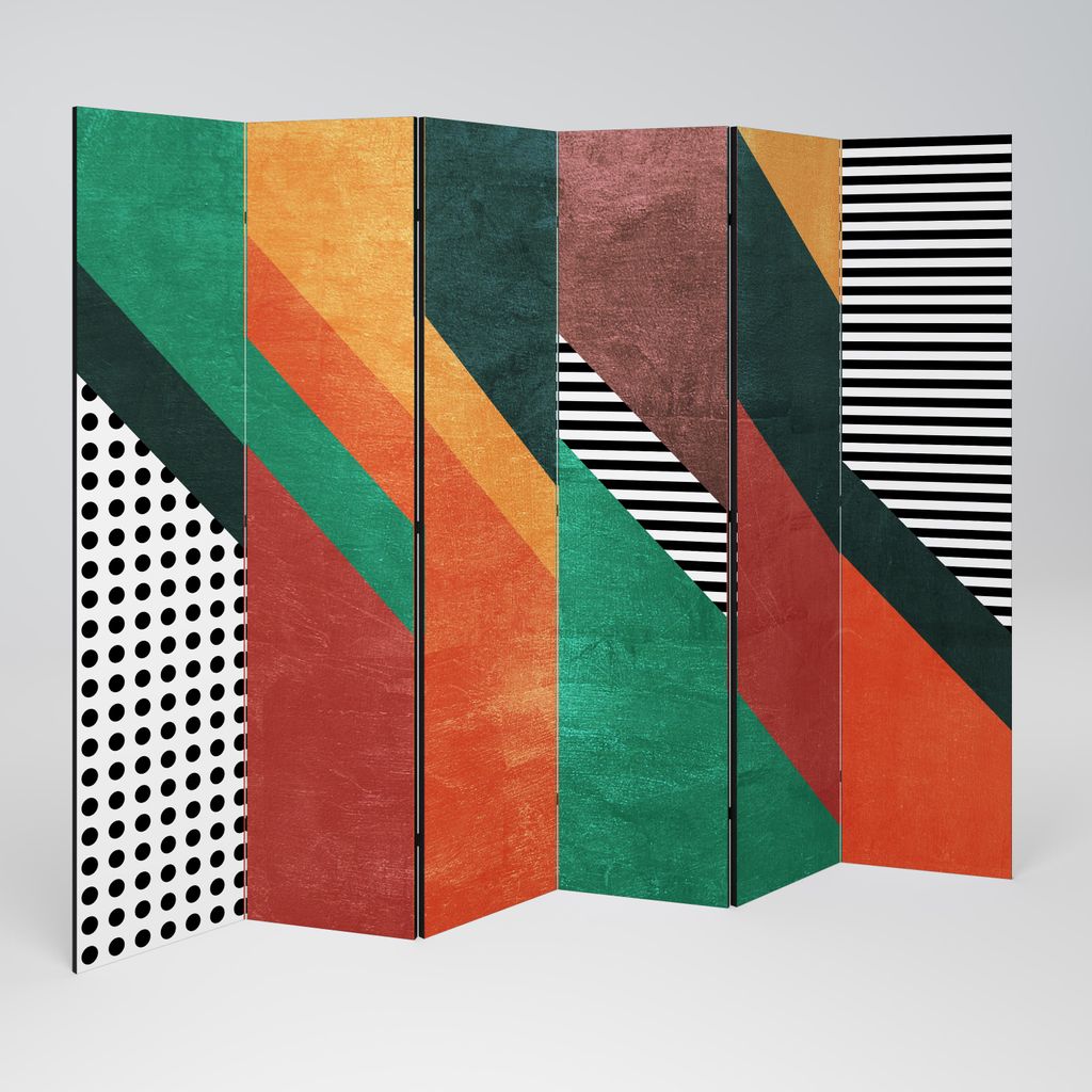 SpaceRebels Paravent Raumteiler - 6-teilig Raumtrenner, Druck 1-Seite - Raumtrenner - Trennwand Wohnung - Room Divider - Spanische Wand Deko Modern...