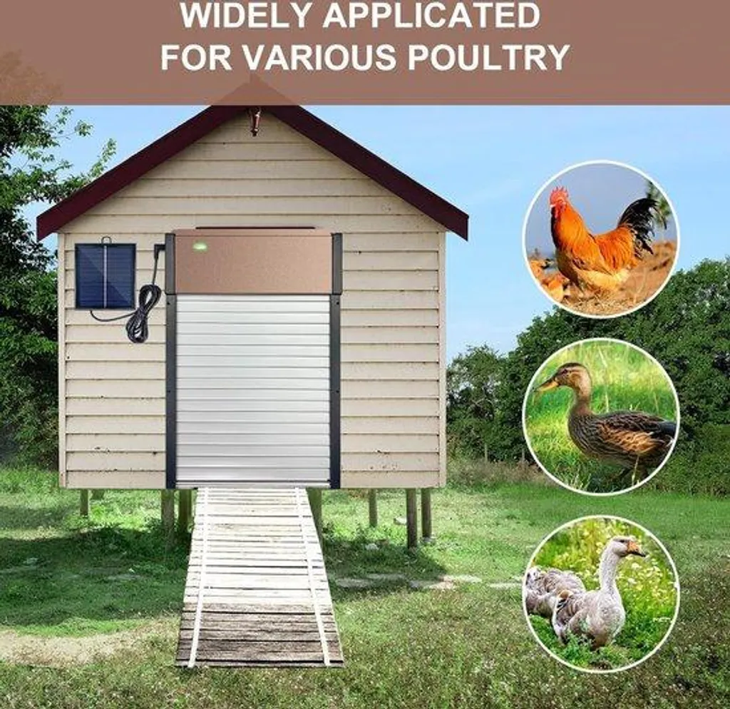 Trappe de poulailler automatique en aluminium robuste avec écran LCD intégré