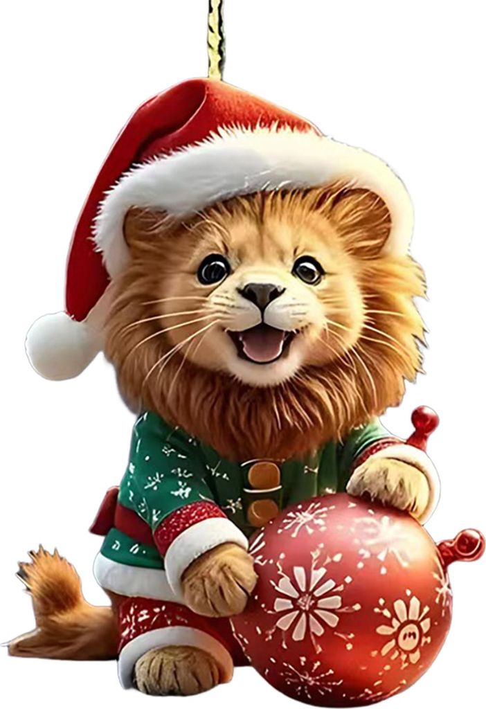 2D-Acryl-Weihnachtsornament, niedlicher flacher Eisbär/Oktopus/Papagei, Tieranhänger für den Auto-Rückspiegel, Auto-Innenausstattung für Fenst...