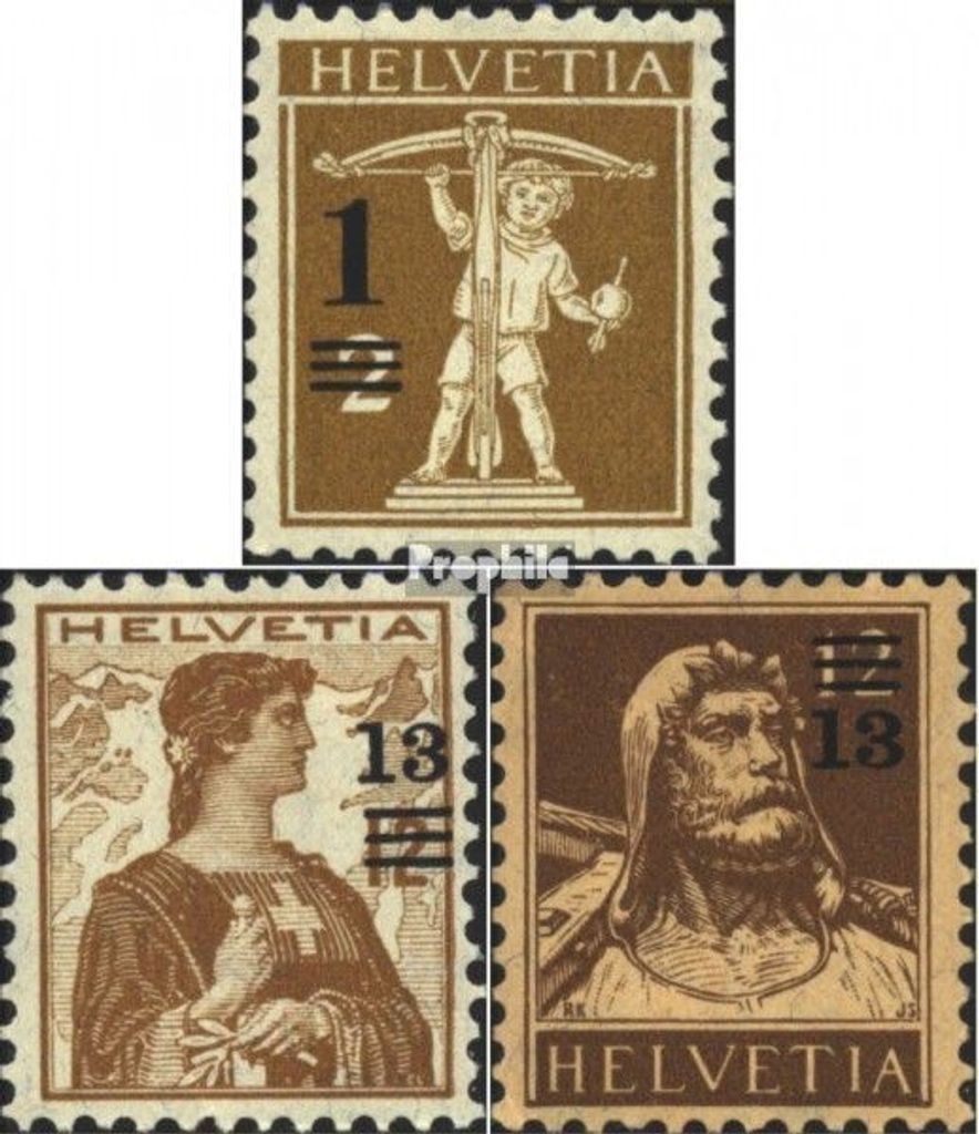 Briefmarken Schweiz 1915 Mi 124-126 (kompl.Ausg.) gestempelt Aufdruck