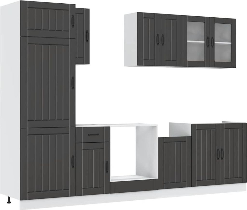 vidaXL 8-tlg. Küchenschrank-Set Kalmar Schwarz Holzwerkstoff