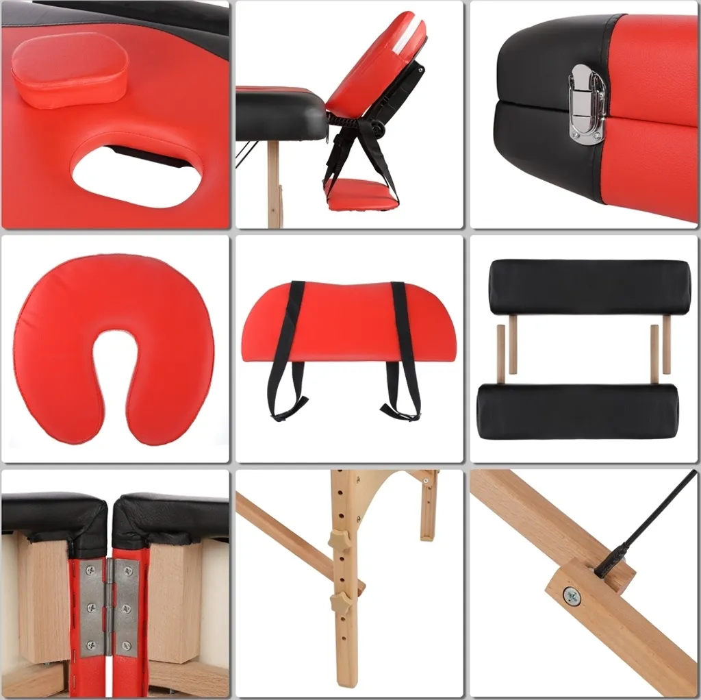 Lettino Terapeutico in Legno 2 Zone Rosso e Nero - Benessere Mobile - 4