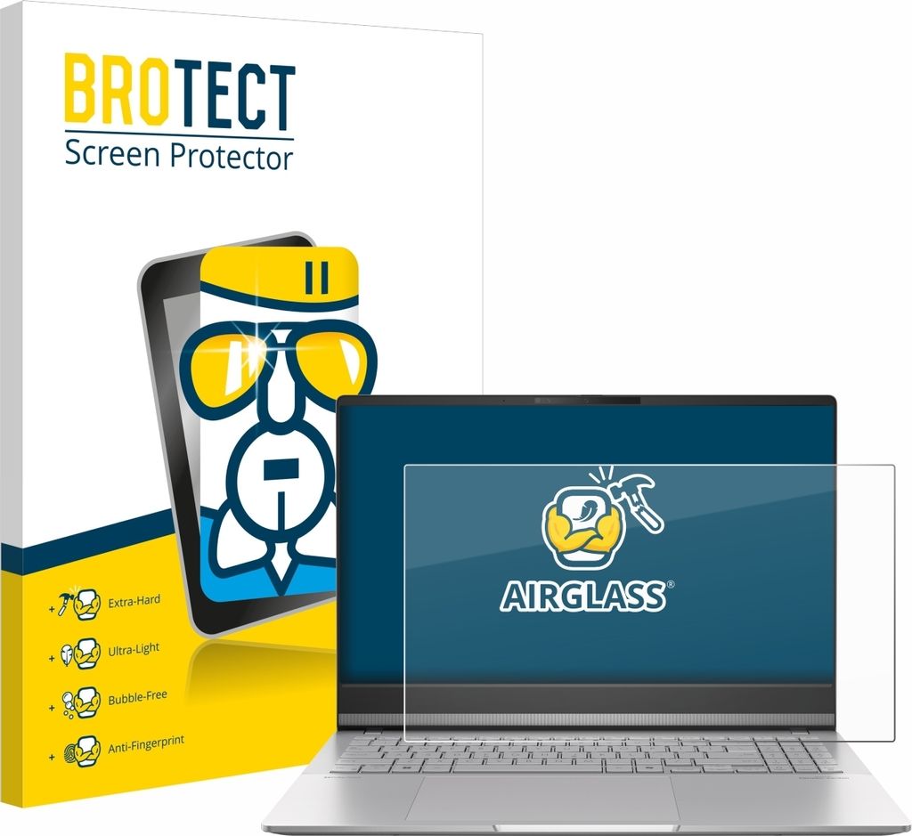 BROTECT Schutzglas für ASUS Vivobook S 15 OLED M5506 Schutzfolie Panzer Folie Glas Display Schutz klar