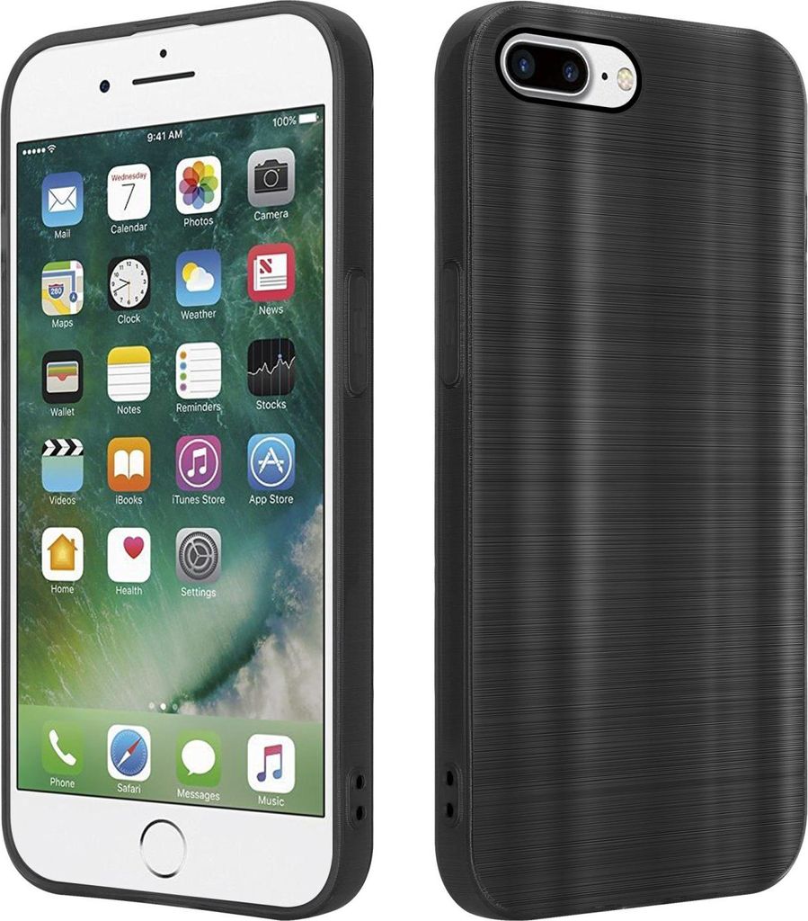 Cadorabo Hülle für Apple iPhone 7 PLUS / 7S PLUS / 8 PLUS Schutz Hülle in Schwarz Handyhülle TPU Silikon Etui Case