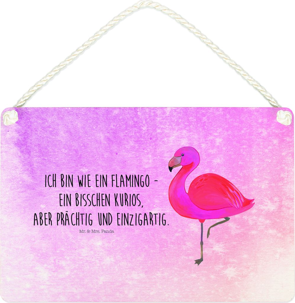 Mr. & Mrs. Panda Schild Flamingo Classic DIN A4 - Aquarell Pink - Geschenk, Türschild, Deko Wandbild, Ich, Holzschild, kleine aufmerksamkeit, Holz...