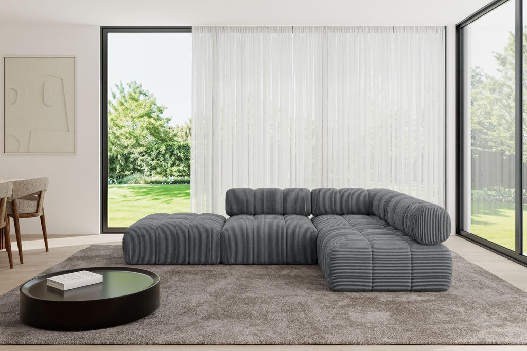 ALTDECOR Modulares Sofa Ecksofa in L-Form - Favio-L1 - 285x190x70 cm Dunkelgrau universal, links/rechts Corner modular Sofa Eckcouch Couch Wohnland...