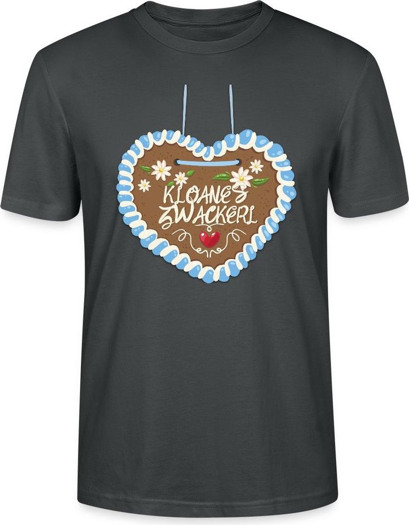 Spreadshirt Lebkuchenherz design Kloane’s Zwackerl Uni Bio T-Shirt, XS, Anthrazit