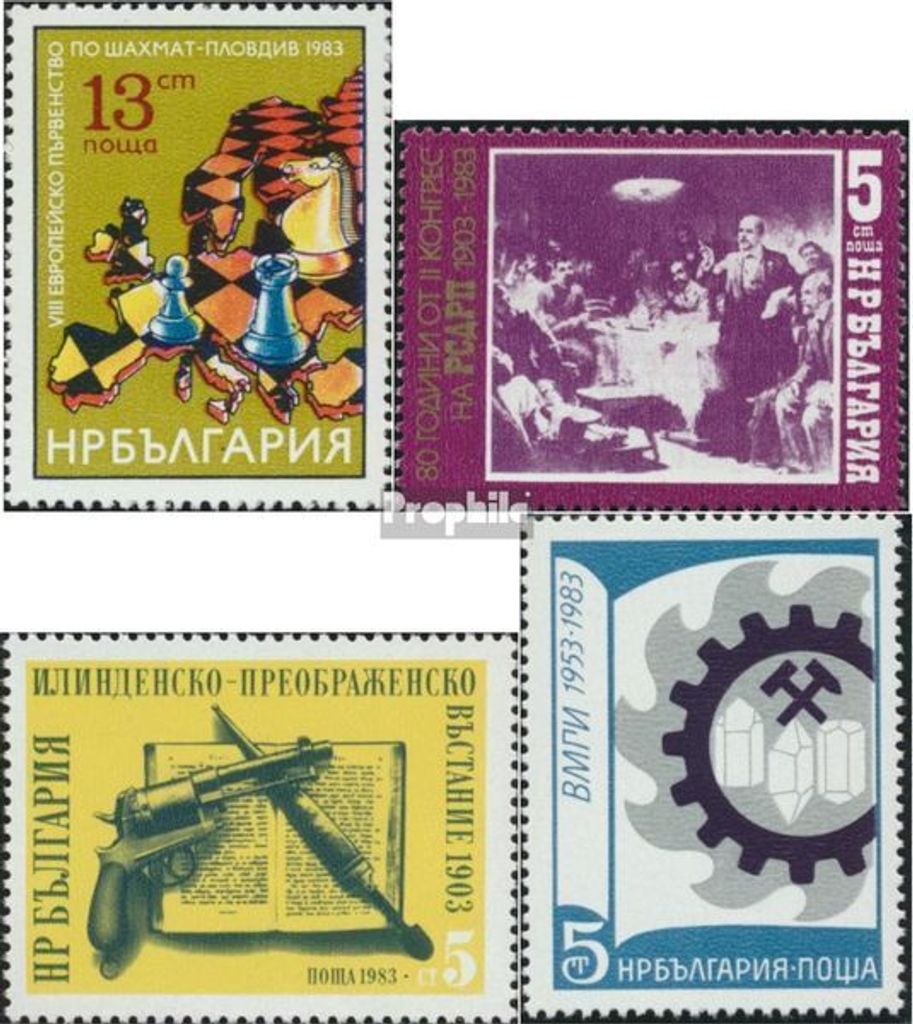 Briefmarken Bulgarien 1983 Mi 3189,3196,3197,3198 (kompl.Ausg.) postfrisch Schach EM