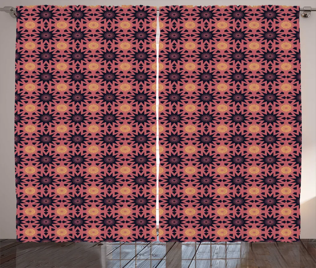 Rideau de Salon Universel Motif Solaire Antique Rubis 280x225 cm