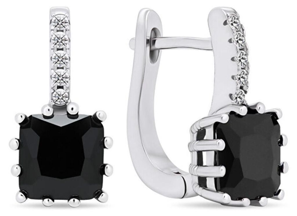 Original silver earrings with black zircons EA670WBC