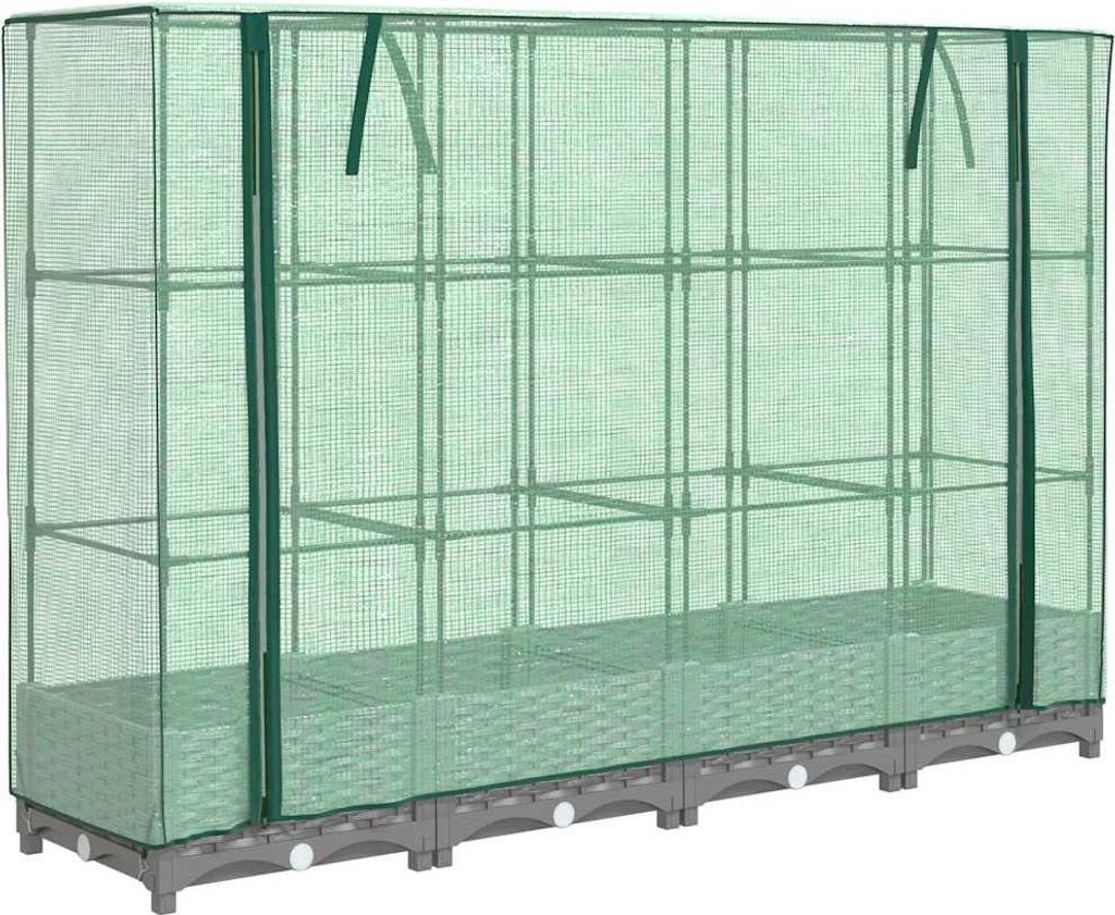 vidaXL Hochbeet mit Gewächshaus-Aufsatz Rattan-Optik 160x40x123 cm