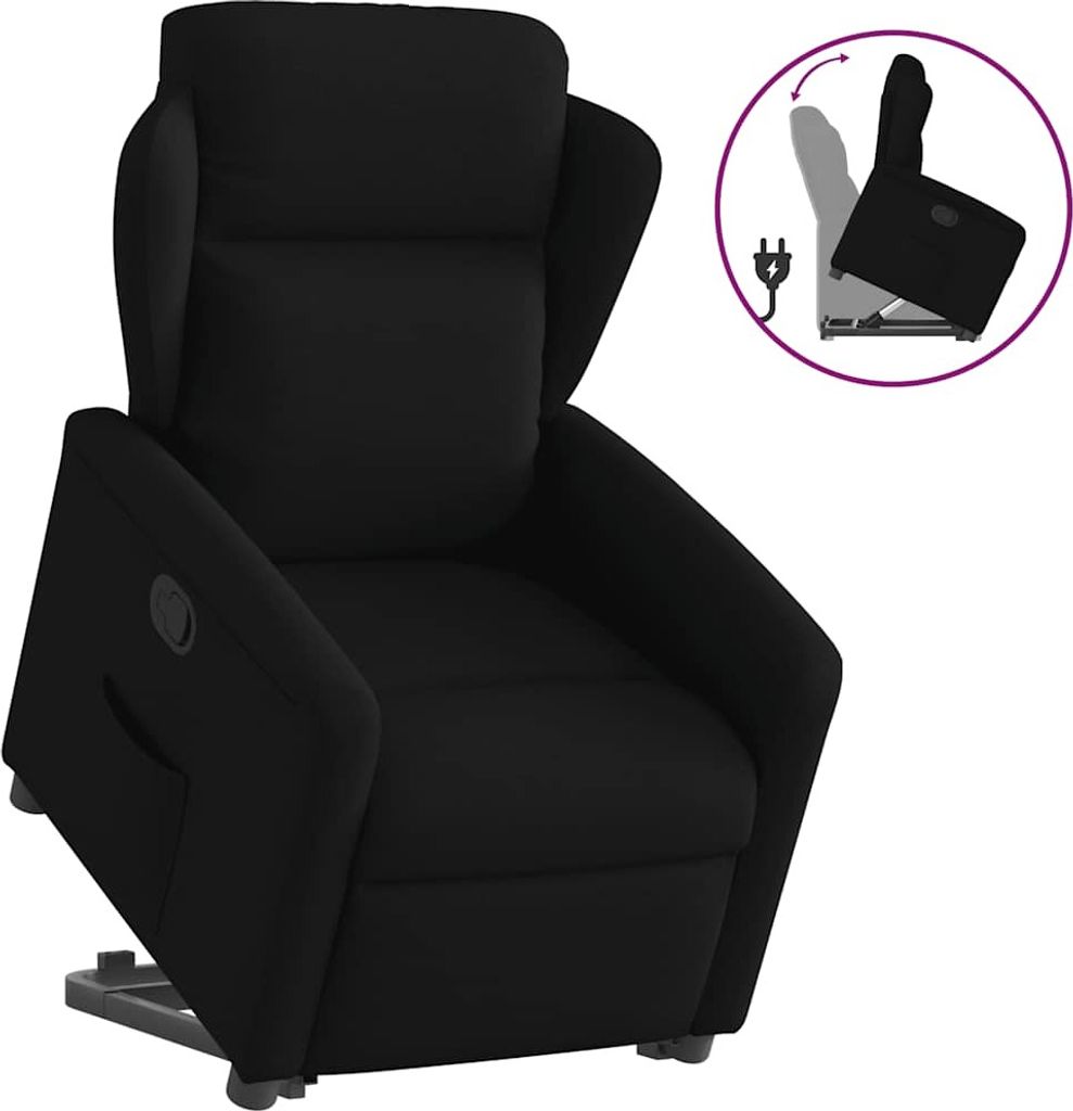 "2024"cloris Relaxsessel mit Aufstehhilfe Schwarz Stoff - TV Sessel & Relaxsessel CHY8750