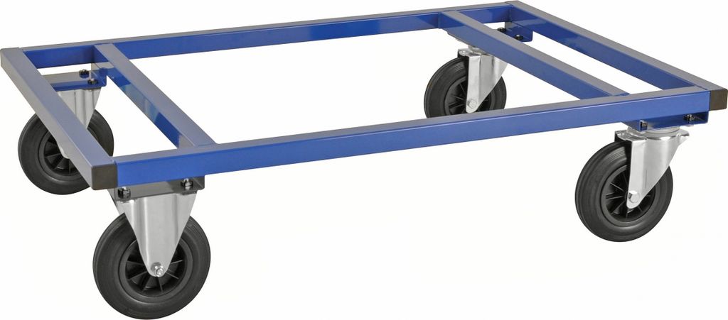Kongamek Palettenwagen in blau 305mm hoch ohne Bremse für Euro-Paletten 1200x800mm