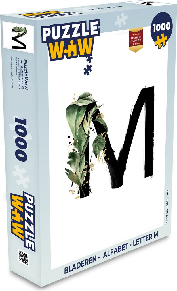 MuchoWow Puzzle 1000 Teile Blätter - Alphabet - Buchstabe M - Spielzeug - Alt und Jung - Spiele - Puzzeln