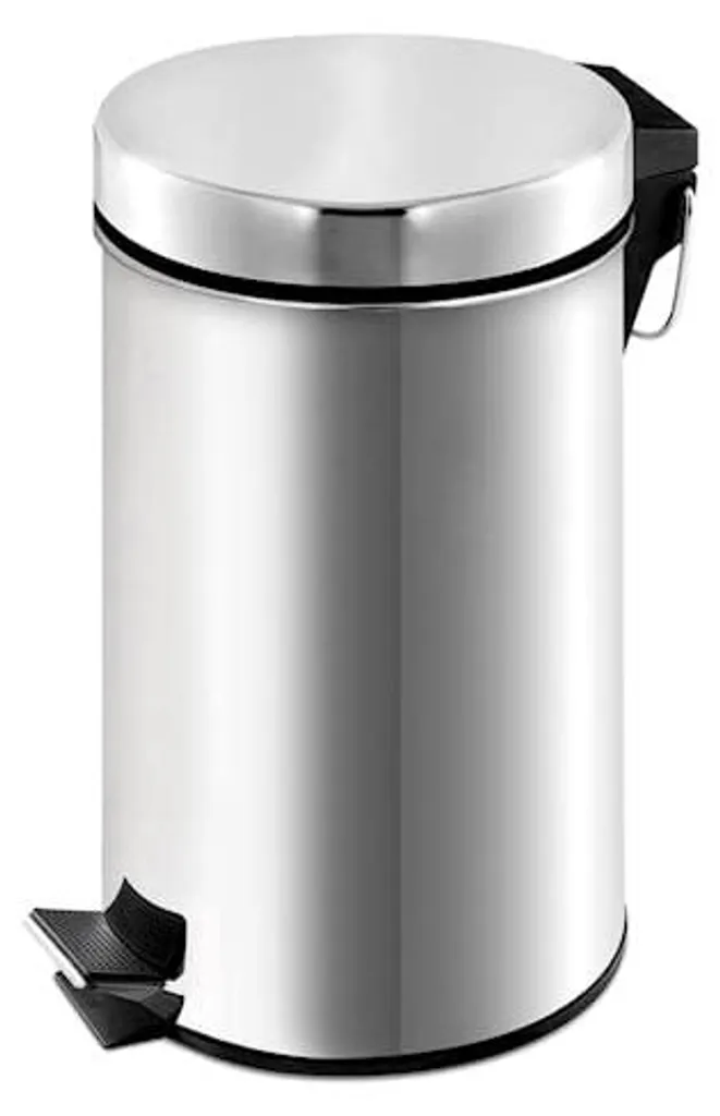 Petite poubelle de salle de bains 12L en acier inoxydable coloris gris
