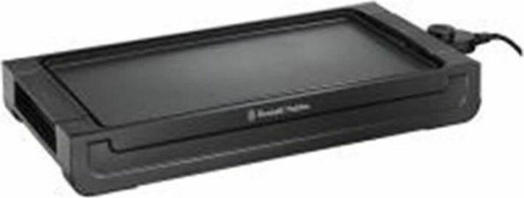 A black electric griddle on a white background.