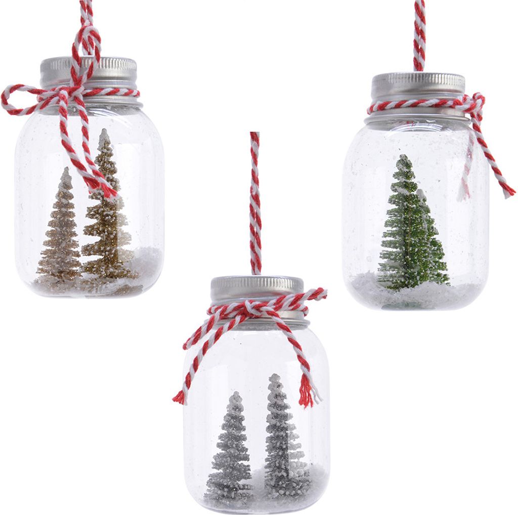 Christbaumschmuck Tannenbaum im Einmachglas 7cm klar, 1 Stück sortiert