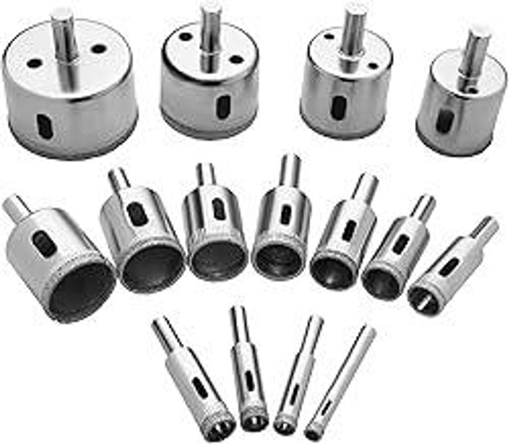 Flintronic Diamantbohrer Set, 15 Stück Glasbohrer Set mit Diamant-Beschichtung Kohlenstoffstahl, Bohrkron Fliesenbohrer, Hohlbohrer Lochsäge Bohr...