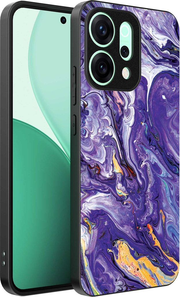 Geeignet für Oppo Reno 14 Telefon Fall mit lila Gold Marmor Print - TPU Backcover Fall lila Gold Marmor Design - Lila Gold - Smartphonica