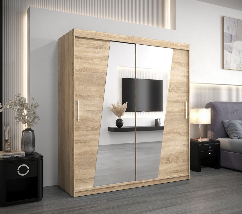 Kleiderschrank mit Schiebetüren MIRIAM – Breite 180 cm, Sonoma-Eiche