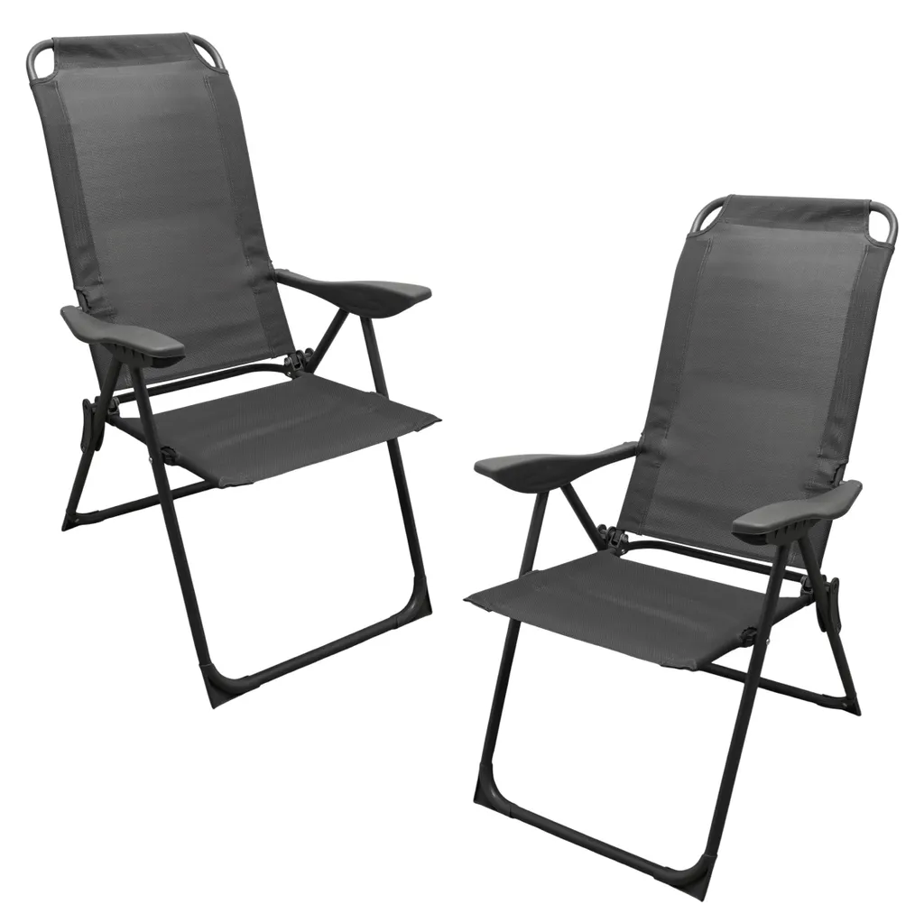 Chaises de balcon pliantes grises pour relaxation et repas - Set de 2