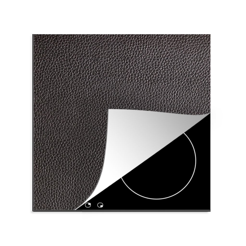 KitchenYeah Herdabdeckplatte Leder - Lederoptik - Schwarz - Hell , 78x78cm, Küche Deko, Glaskeramikkochfeld Herdabdeckung, Abdeckplatte fùr Koc...