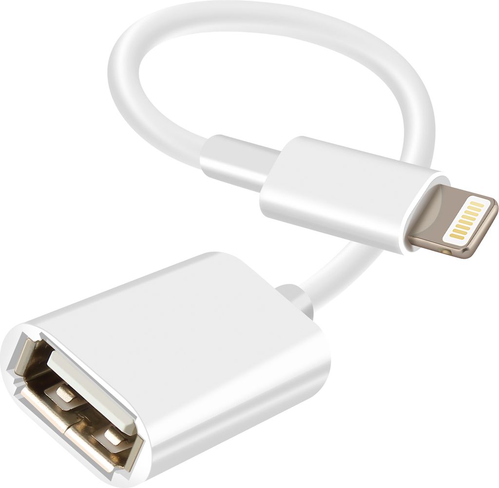 Avizar, USB / Lightning OTG-Adapter Kompakt tragbar 10cm, Weiß