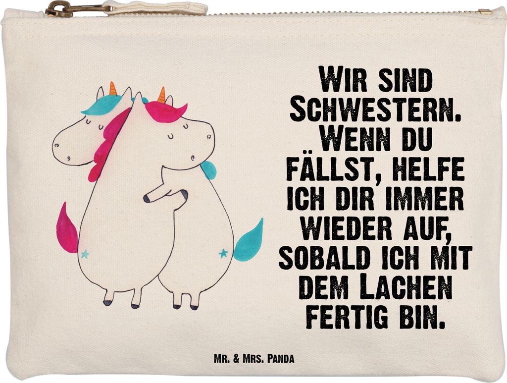 Mr. & Mrs. Panda pencil case Einhörner Umarmen Größe M - Weiß - Geschenk, Freundin, Federmappe, beauty, Kosmetiktasche, Kulturbeutel, Schwester...