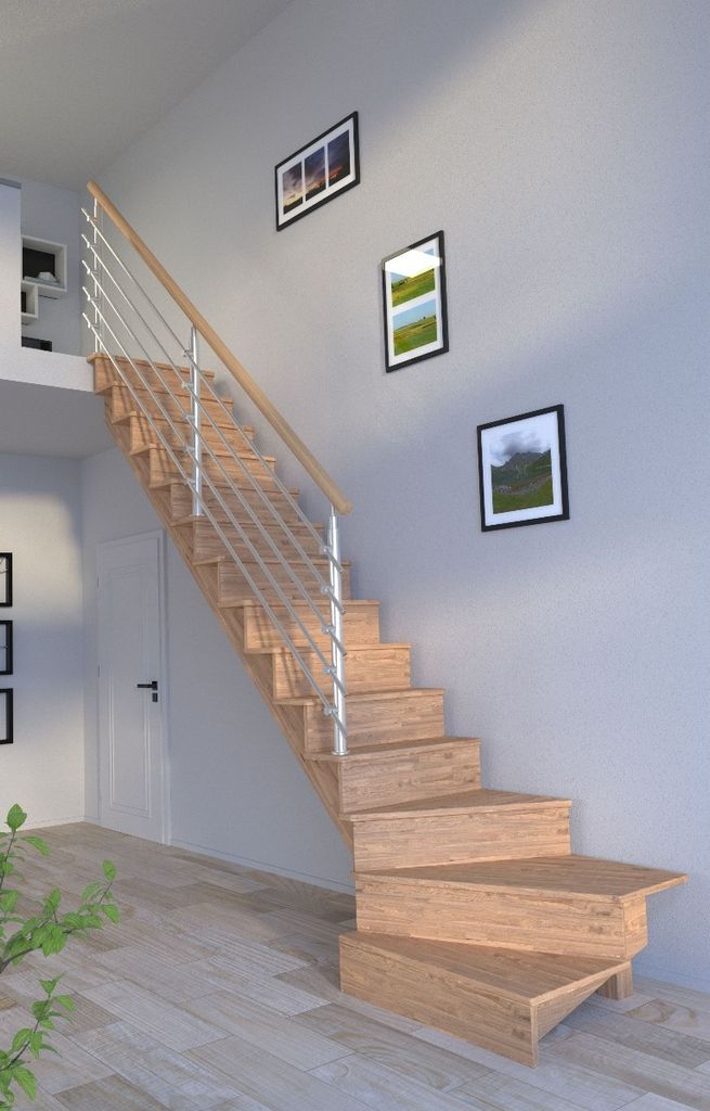 Holztreppe Lindos (Eiche) in  1/4 gewendelter Ausführung Produktbild 