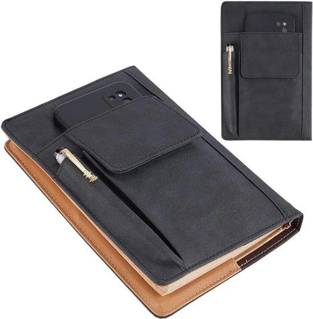Housse imperméable noire avec porte-stylo pour livre de poche et carnet