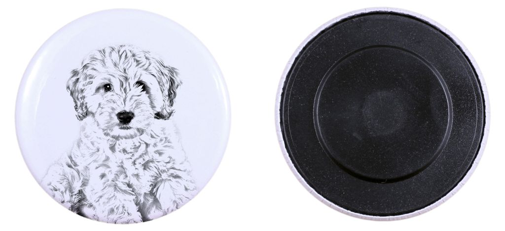 Cockapoo Magnet mit einem Hundepfotenabdruck, außergewöhnlich leicht, starker Magnet, handgefertigtes Produkt der Marke Art-Dog