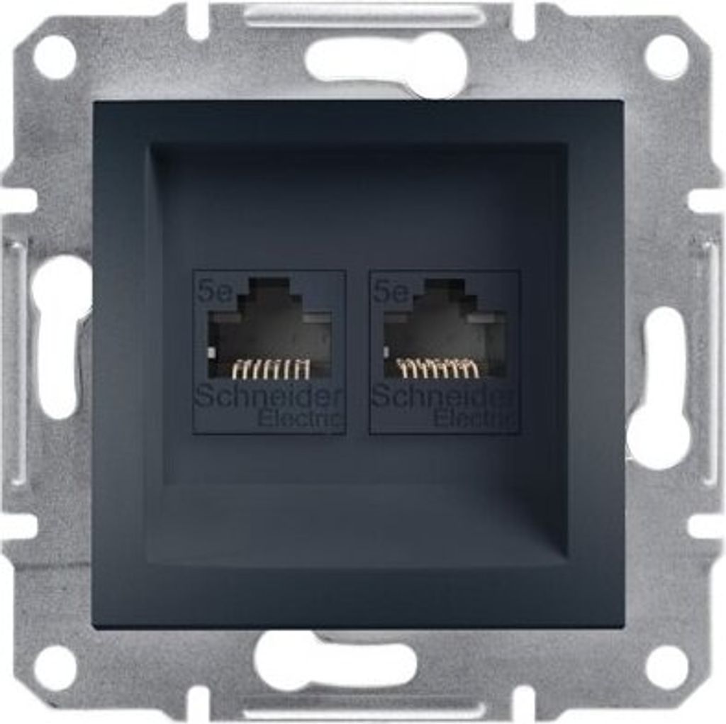 Netzwerkdose 2x Cat.5e UTP ohne Rahmen, anthrazit Schneider Asfora EPH4400171