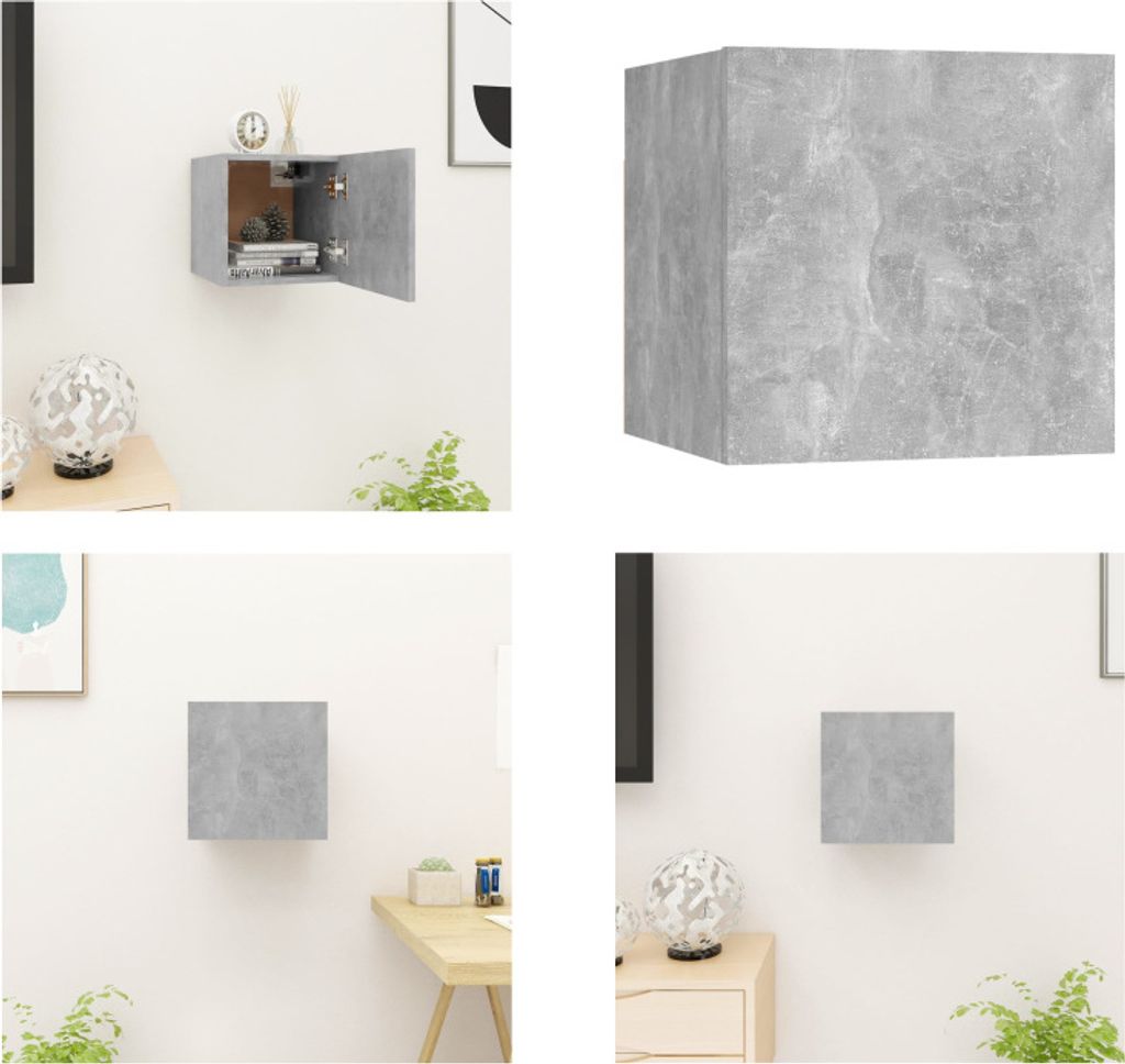 vidaXL TV Wandschrank Betongrau 30,5x30x30 cm - TV-Schrank - TV-Schränke - Fernsehschrank - Fernsehschränke